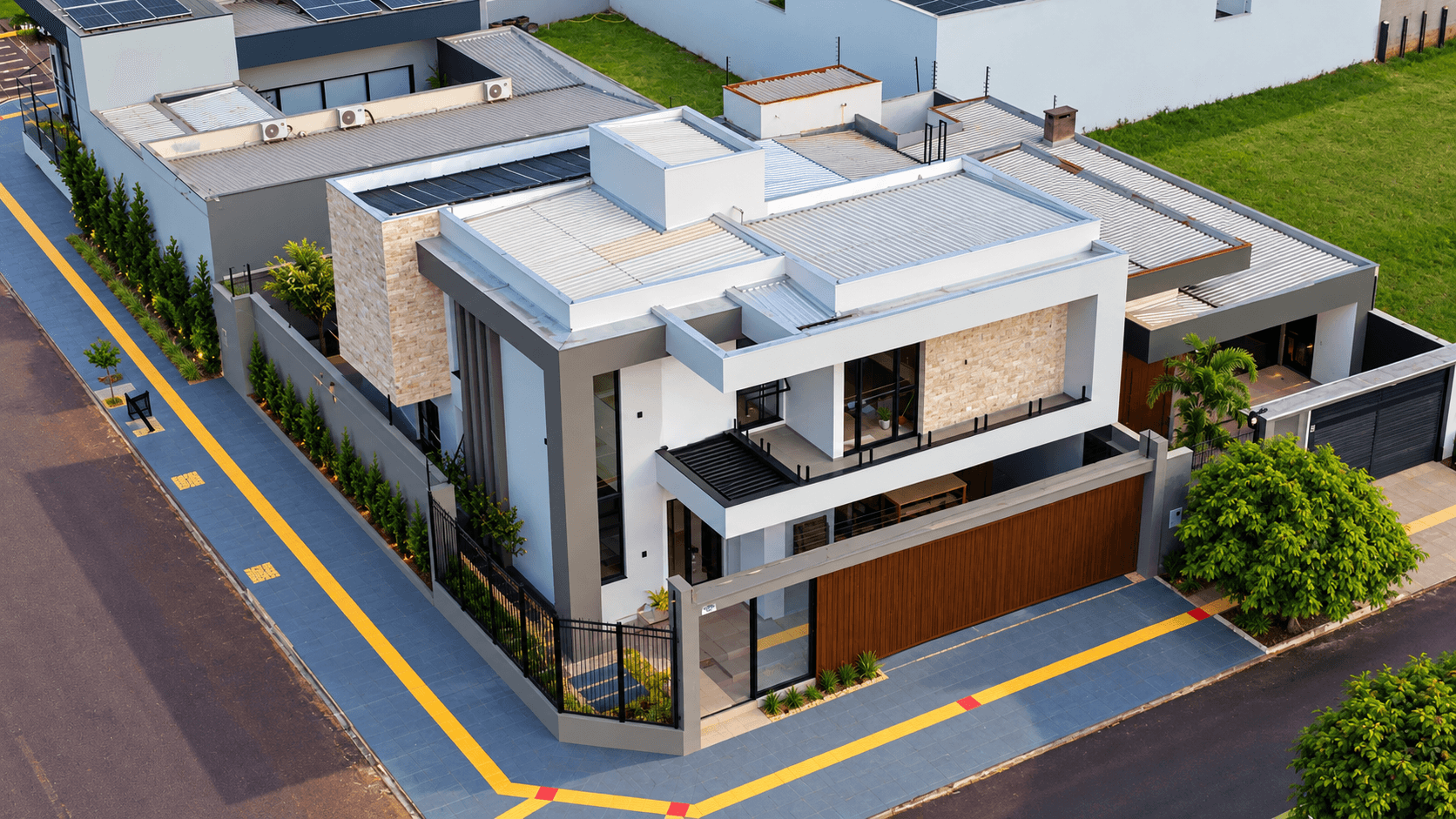 Sobrado contemporâneo de esquina executado pela Volpatto Empreendimentos